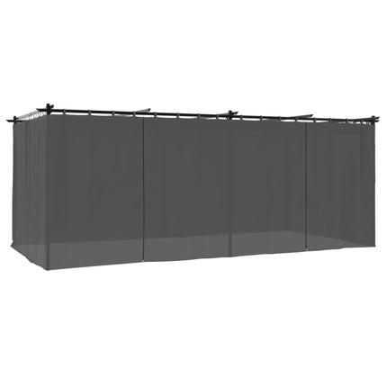 Paviljong med draperi antracit 6x3 m stål