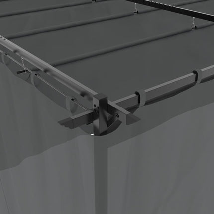 Paviljong med draperi antracit 6x3 m stål