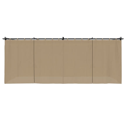 Paviljong med draperi taupe 6x3 m stål