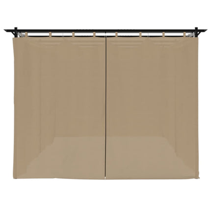 Paviljong med draperi taupe 6x3 m stål