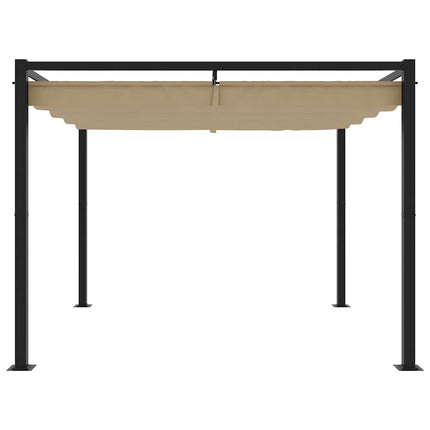 Paviljong med infällbart tak taupe 3x3 m stål