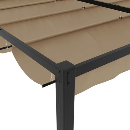 Paviljong med infällbart tak taupe 3x3 m stål