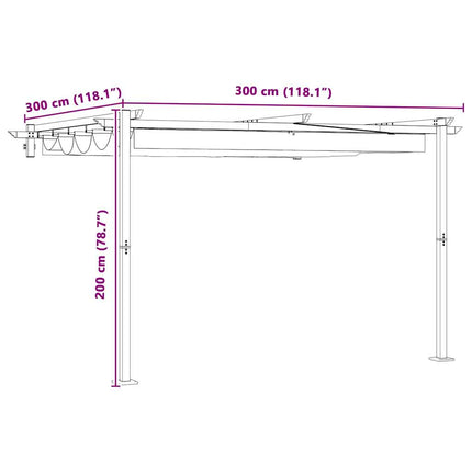 Paviljong 300 x 300 x 200 cm Taupe Polyester