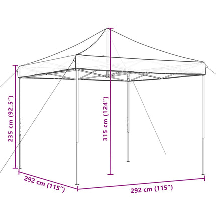Pop-Up hopfällbart partytält 292x292x315 cm brun