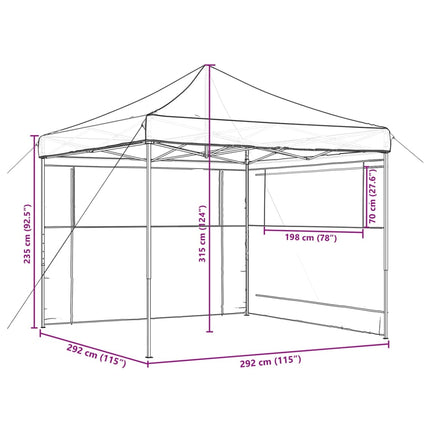 Pop-Up hopfällbart partytält med 2 sidoväggar beige
