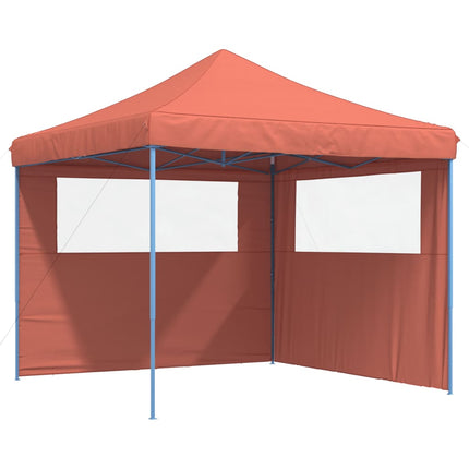 Pop-Up hopfällbart partytält med 2 sidoväggar terrakotta