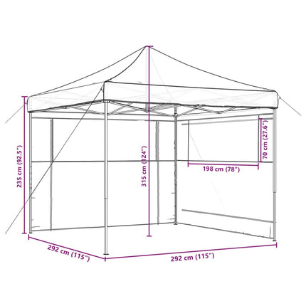 Pop-Up hopfällbart partytält med 2 sidoväggar terrakotta