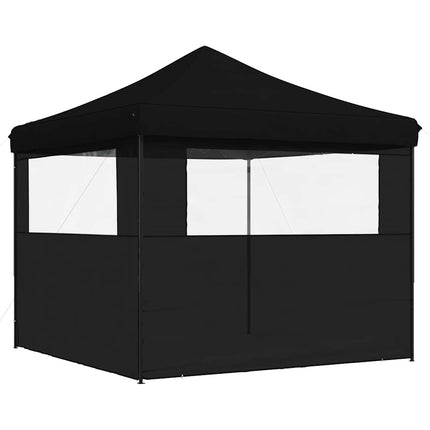 Pop-Up hopfällbart partytält med 2 sidoväggar svart