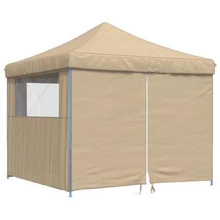 Pop-Up hopfällbart partytält med 4 sidoväggar beige