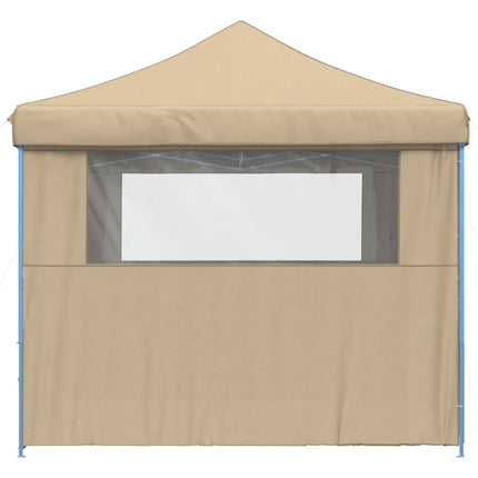 Pop-Up hopfällbart partytält med 4 sidoväggar beige