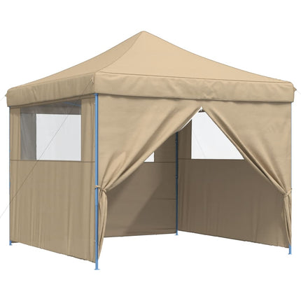 Pop-Up hopfällbart partytält med 4 sidoväggar beige