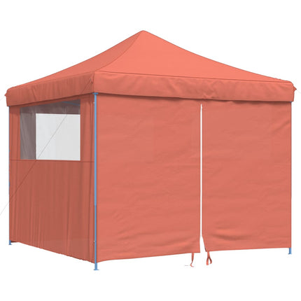 Pop-Up hopfällbart partytält med 4 sidoväggar terrakotta