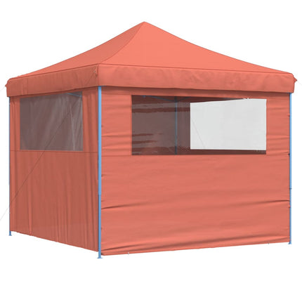 Pop-Up hopfällbart partytält med 4 sidoväggar terrakotta