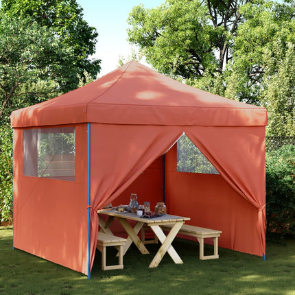 Pop-Up hopfällbart partytält med 4 sidoväggar terrakotta