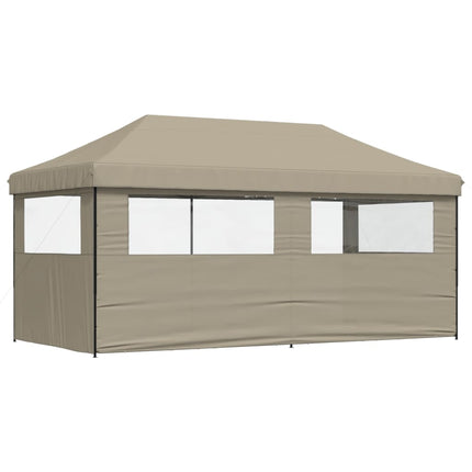 Pop-Up hopfällbart partytält med 3 sidoväggar taupe