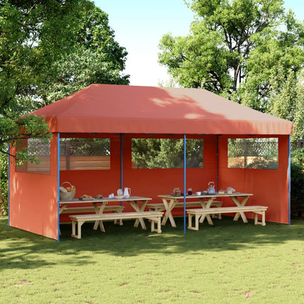 Pop-Up hopfällbart partytält med 3 sidoväggar terrakotta