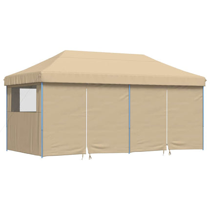 Pop-Up hopfällbart partytält med 4 sidoväggar beige