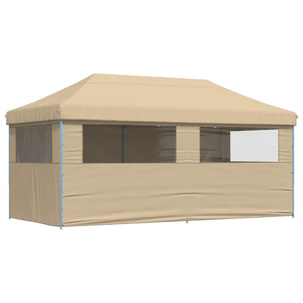 Pop-Up hopfällbart partytält med 4 sidoväggar beige