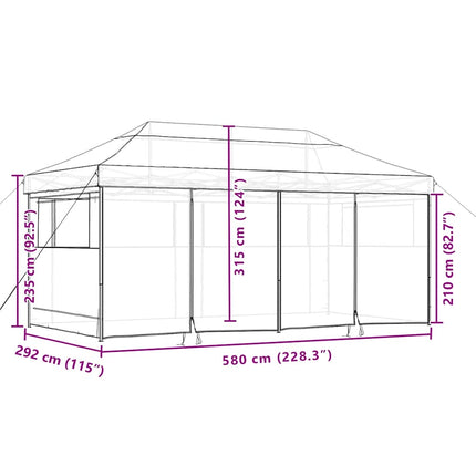 Pop-Up hopfällbart partytält med 4 sidoväggar beige