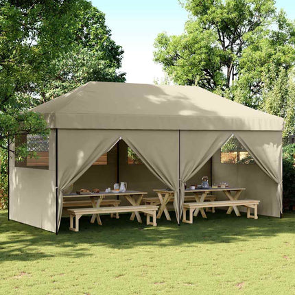 Pop-Up hopfällbart partytält med 4 sidoväggar taupe