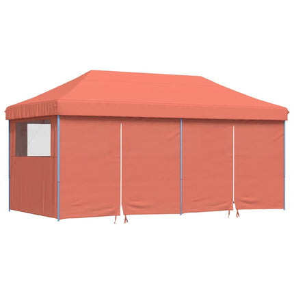 Pop-Up hopfällbart partytält med 4 sidoväggar terrakotta