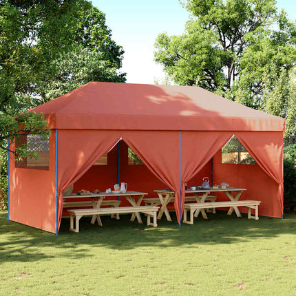 Pop-Up hopfällbart partytält med 4 sidoväggar terrakotta