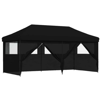Pop-Up hopfällbart partytält med 4 sidoväggar svart
