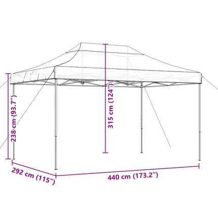 Pop-Up hopfällbart partytält 440x292x315 cm brun