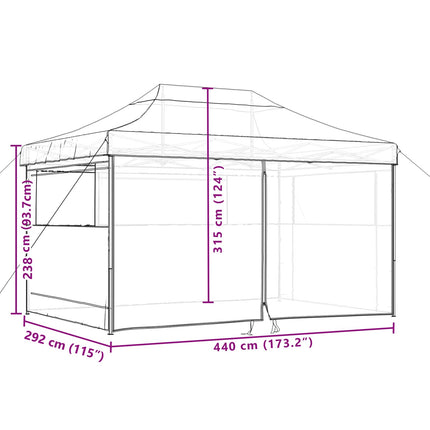Pop-Up hopfällbart partytält med 4 sidoväggar grön