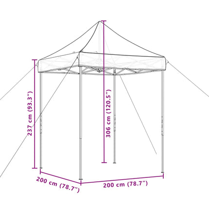 Pop-Up hopfällbart partytält 200x200x306 cm terrakotta