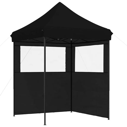 Pop-Up hopfällbart partytält med 2 sidoväggar svart