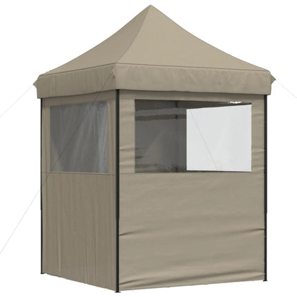 Pop-Up hopfällbart partytält med 4 sidoväggar taupe