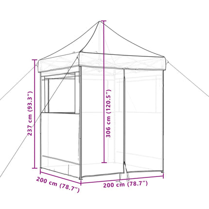 Pop-Up hopfällbart partytält med 4 sidoväggar terrakotta