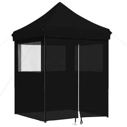 Pop-Up hopfällbart partytält med 4 sidoväggar svart