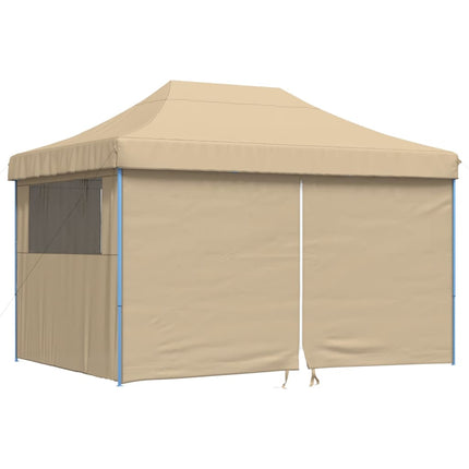 Pop-Up hopfällbart partytält med 4 sidoväggar beige