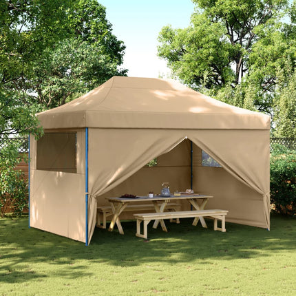 Pop-Up hopfällbart partytält med 4 sidoväggar beige