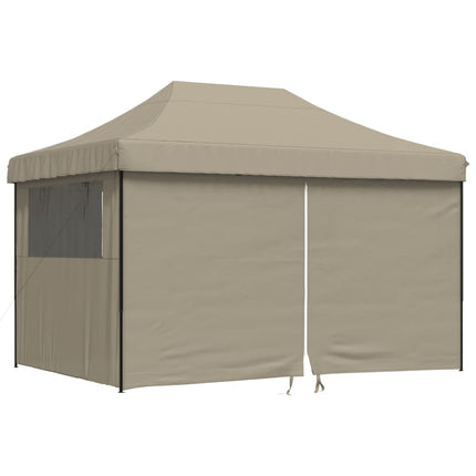 Pop-Up hopfällbart partytält med 4 sidoväggar taupe