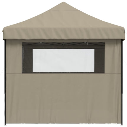 Pop-Up hopfällbart partytält med 4 sidoväggar taupe