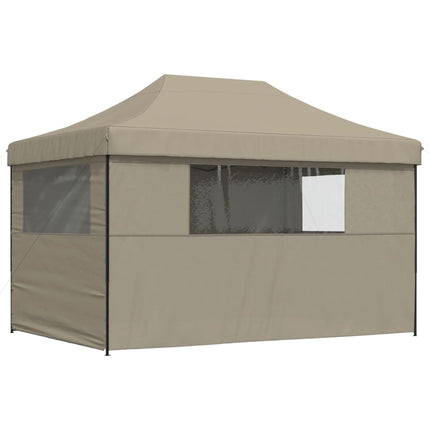 Pop-Up hopfällbart partytält med 4 sidoväggar taupe
