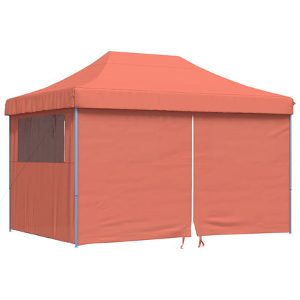 Pop-Up hopfällbart partytält med 4 sidoväggar terrakotta