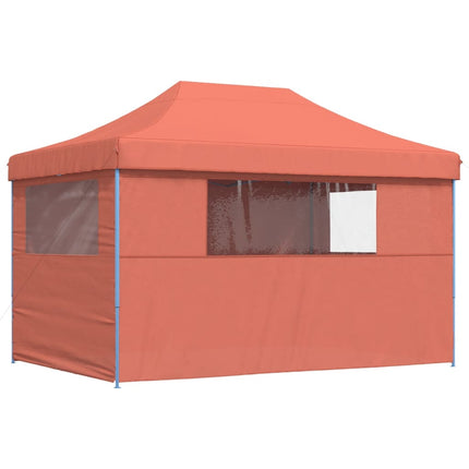 Pop-Up hopfällbart partytält med 4 sidoväggar terrakotta