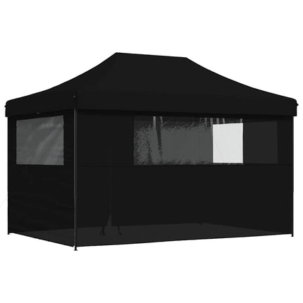 Pop-Up hopfällbart partytält med 4 sidoväggar svart