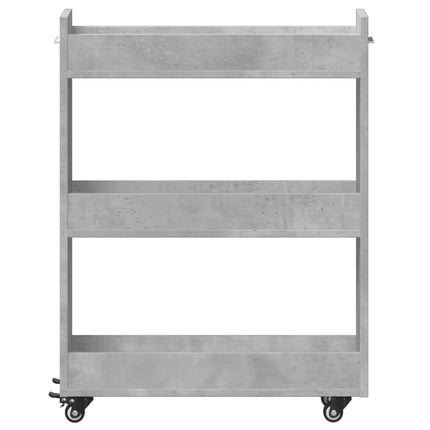 Skåp med hjul betonggrå 60x22x79 cm konstruerat trä