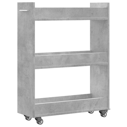 Skåp med hjul betonggrå 60x22x79 cm konstruerat trä
