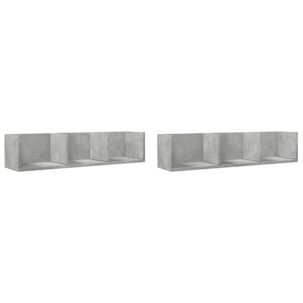 Väggskåp 2 st betonggrå 75x18x16,5 cm konstruerat trä