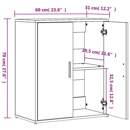 Skänk rökfärgad ek 60x31x70 cm konstruerat trä