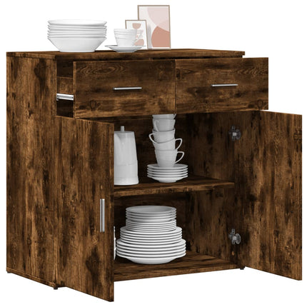 Skänk rökfärgad ek 79x38x80 cm konstruerat trä