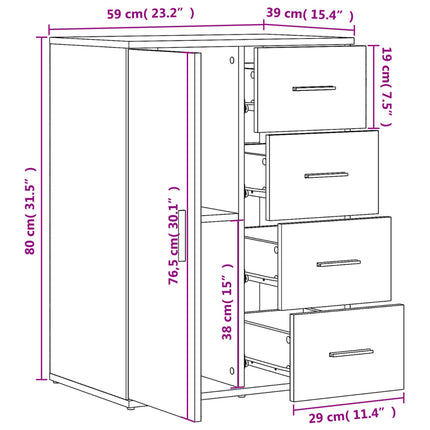 Skänk vit 59x39x80 cm konstruerat trä