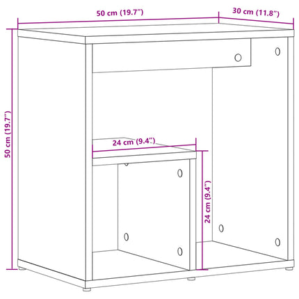 Sidobord 2 st svart 50x30x50 cm konstruerat trä
