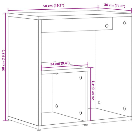 Sidobord 2 st brun ek 50x30x50 cm konstruerat trä